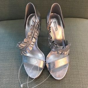 Size 7 Michael Kors silver heel NEW